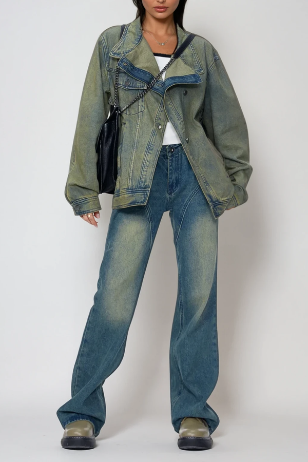 Annie Asymmetric Split Denim Jacket