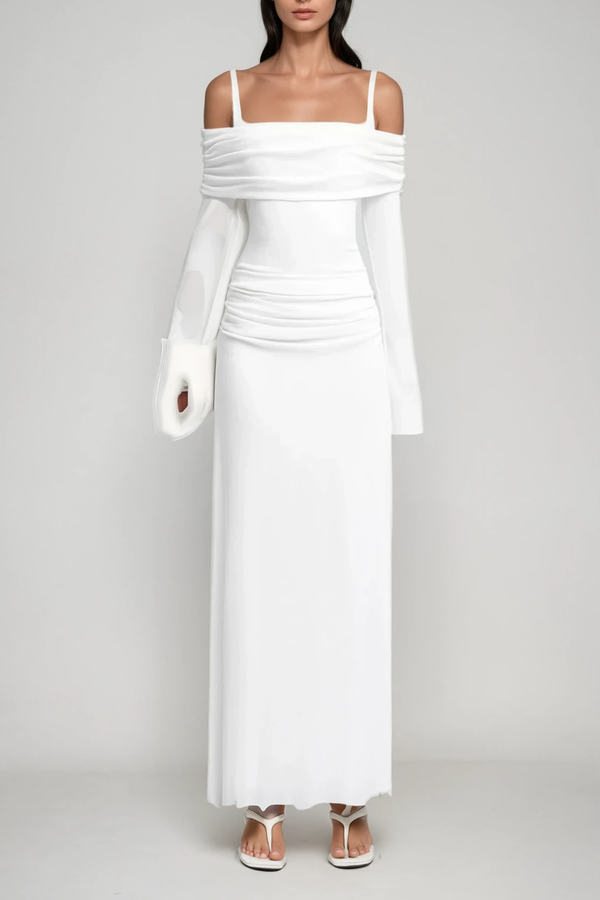 Annmarie Off Shoulder Ruch Maxi Dress In White