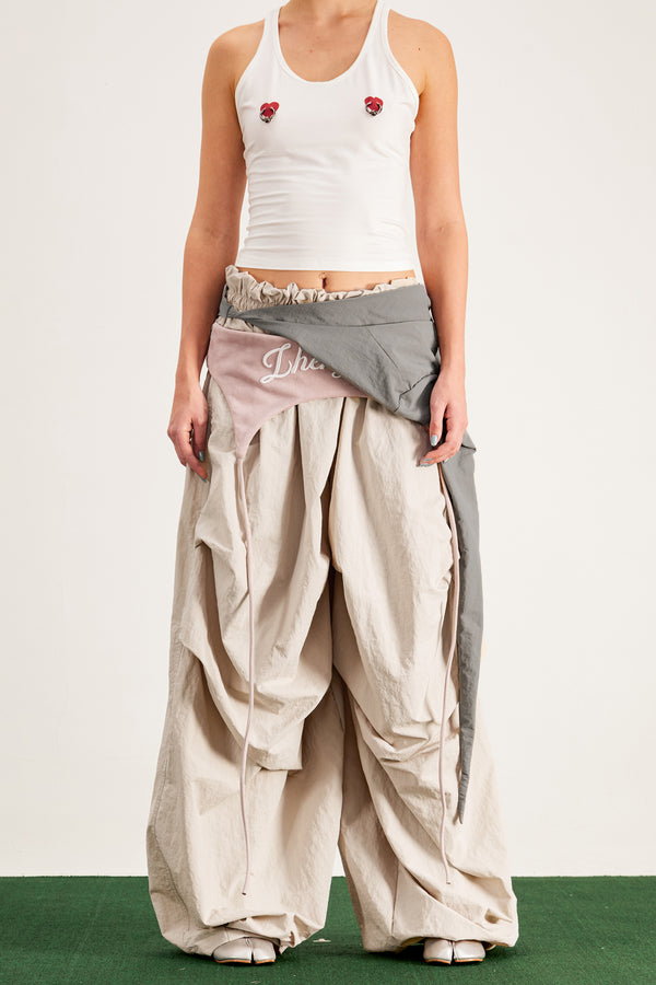 Anouk Asymmetric Deconstruct Wide Pants In Apricot