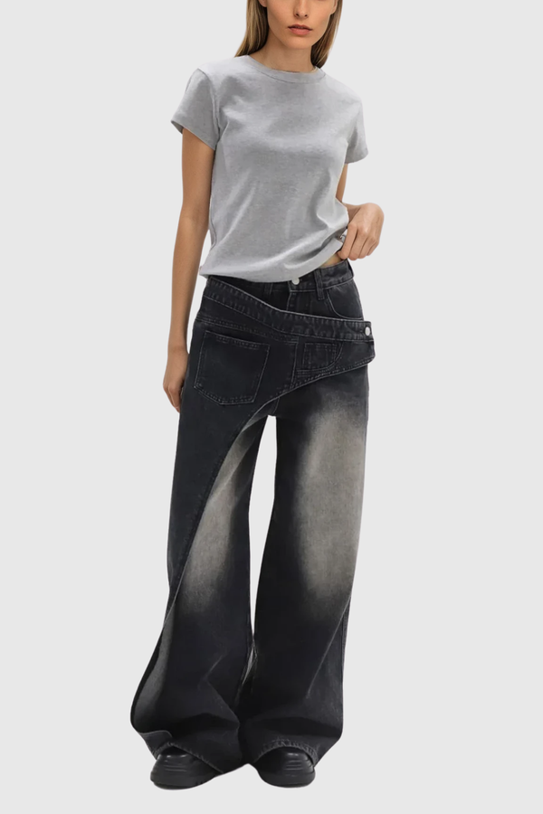 Ansgar Deconstruct Asymmetric Hayley Jeans In Black