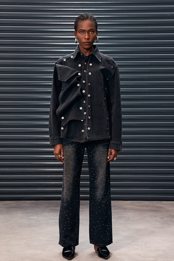 Antony Deconstruct Button Denim Jacket In Black