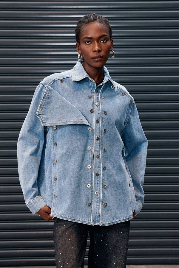 Antony Deconstruct Button Denim Jacket In Blue