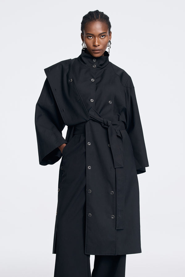 Anxo Deconstruct Lace Up Button Coat