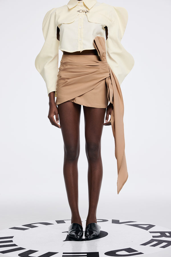 Aparicion Ruch Bow Fringe Skirt In Khaki