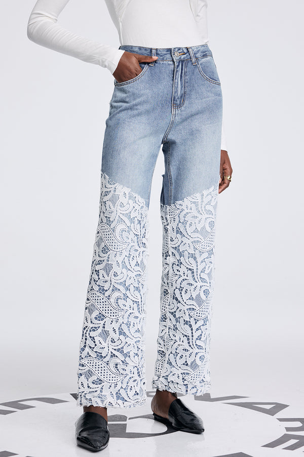 Apelles Lace Cutout Deconstruct Jeans