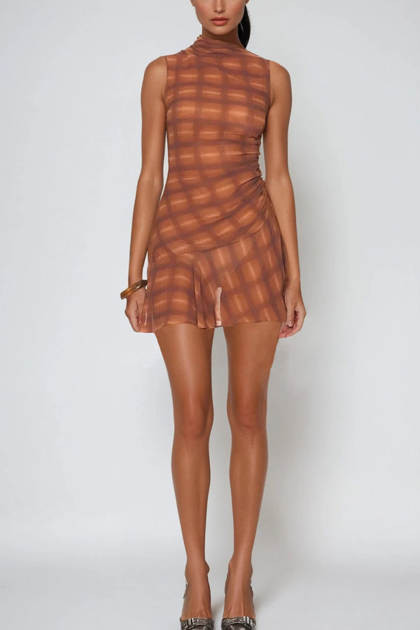 Archie Grid Mesh Sleeveless Mini Dress