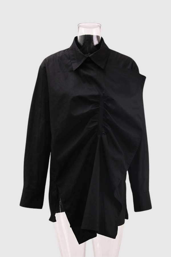 Aviraj  Asymmetric Ruffle Shirt In Black