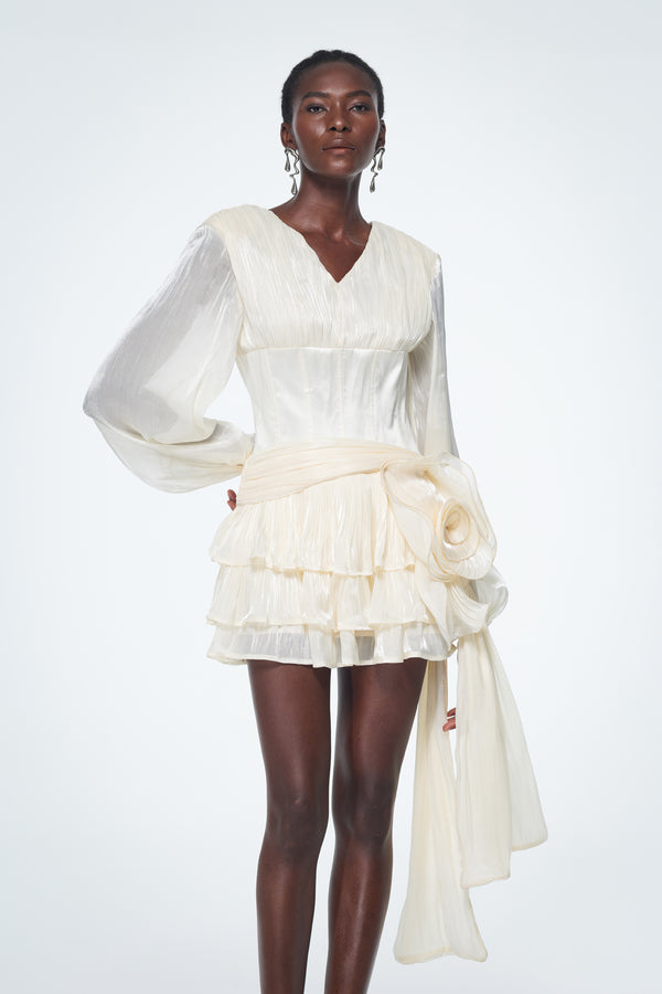 Baal Corset Flower Ruch Mini Dress