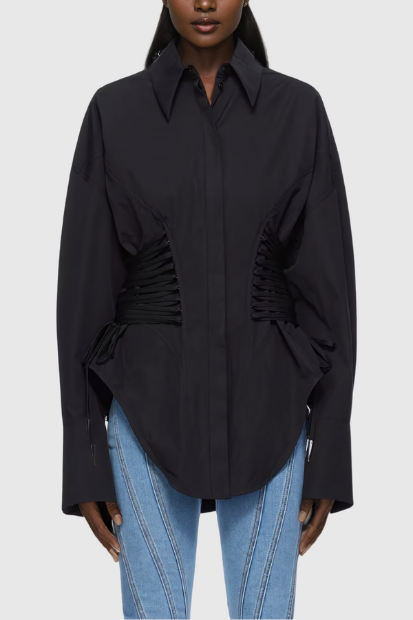 Bagheera Ruch Drawstring Shirt In Black