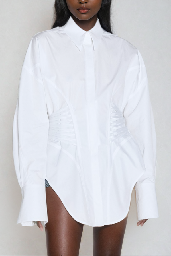 Bagheera Ruch Drawstring Shirt In White