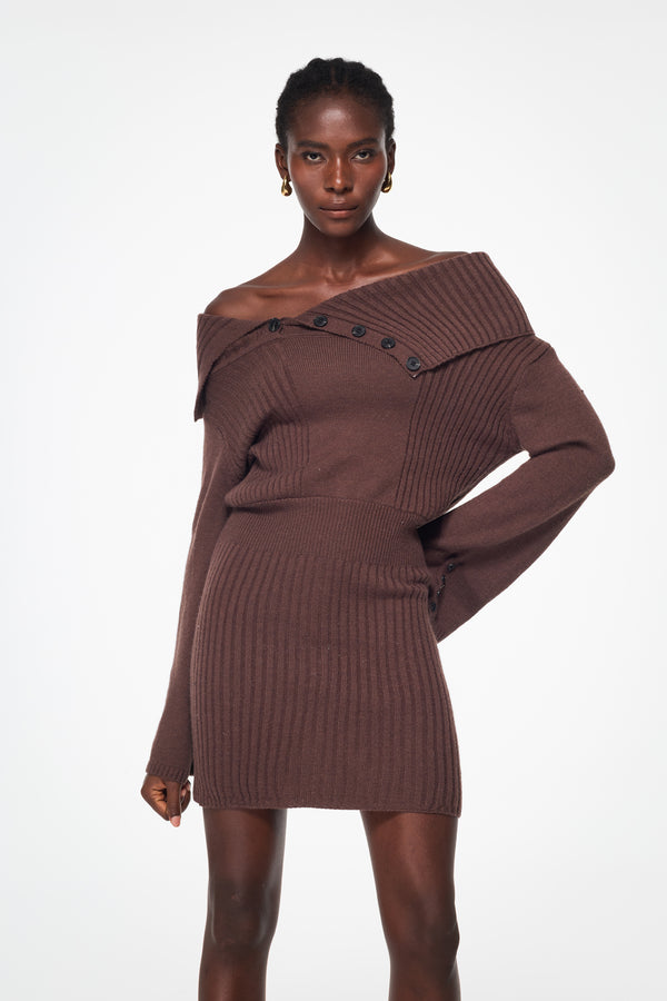 Baladeva Off Shoulder Knit Mini Dress
