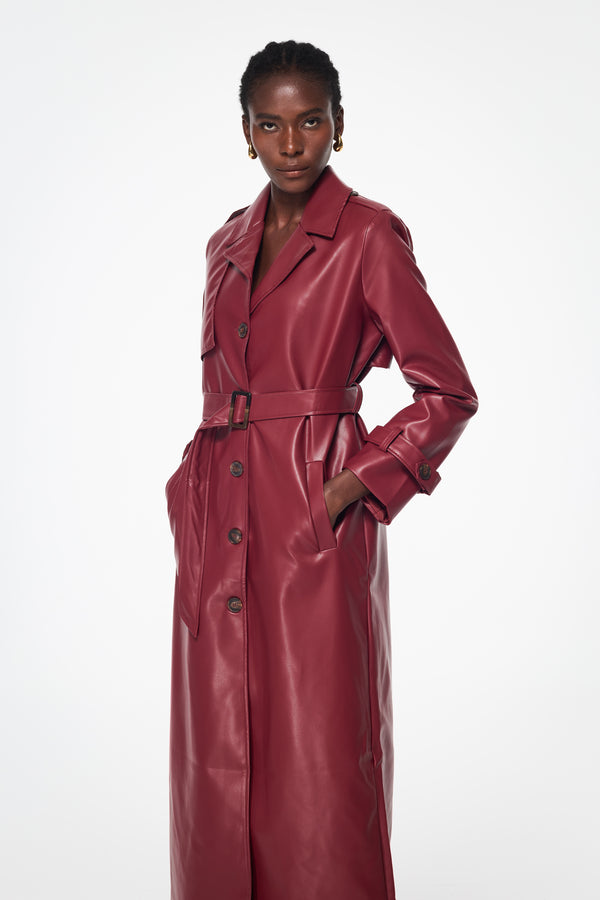Baldechild Buckle Leather Coat