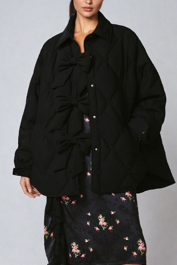 Balin Bow Shirt Cotton Jacket In Black