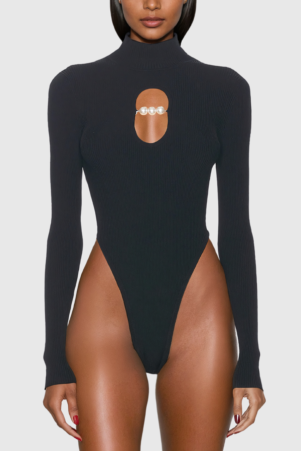 Ballari Cutout Pearl Bodycon Bodysuit