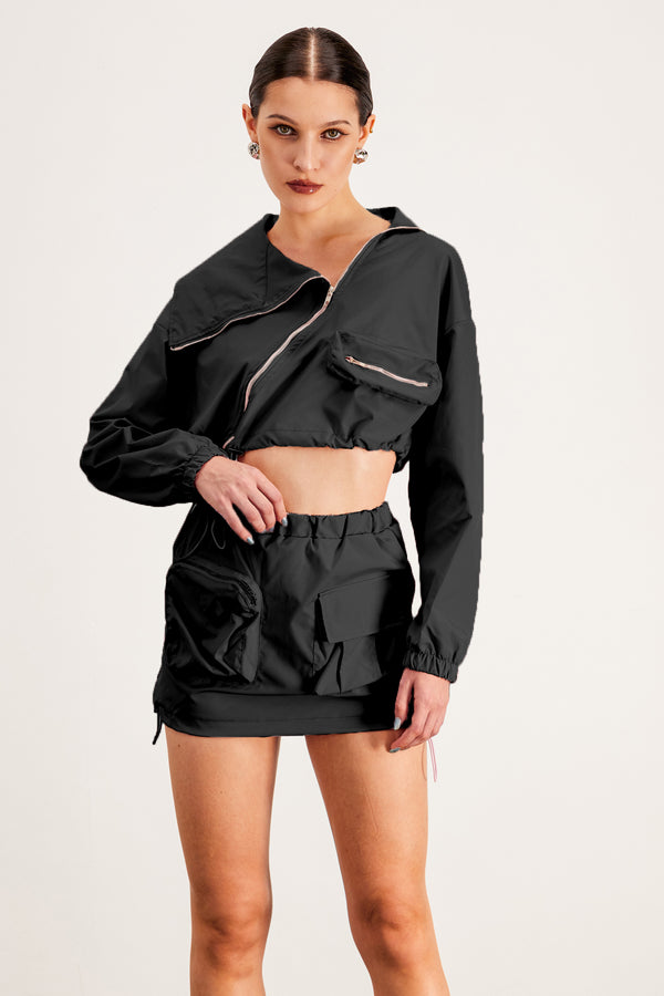 Baltasar Deconstruct Asymmetric Pocket Skirt Set In Black