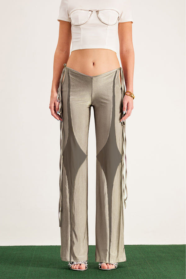Bandar Deconstruct Satin Pants In Khaki