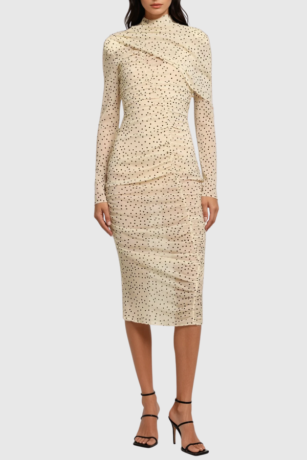 Bau Asymmetric Ruch Shawl Midi Dress