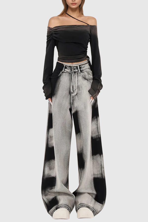 Beylke Tie Dye Asymmetric Jeans