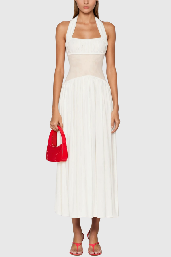 Bharath Halter Neck Ruffle Maxi Dress