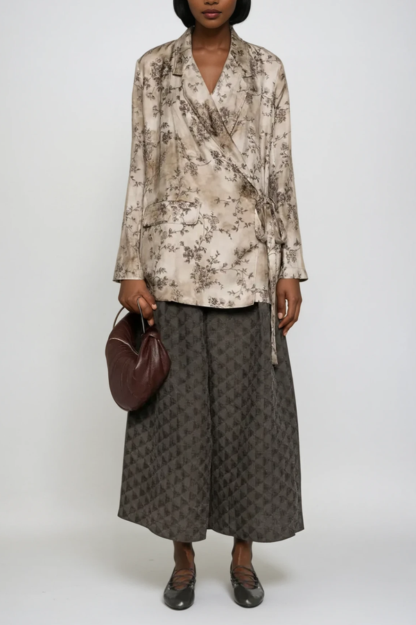 Bidzina Print Asymmetric Lace Up Blazer