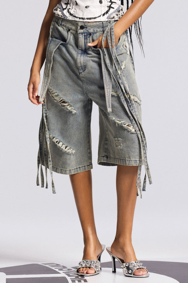 Bihter Ripped Bleached Midi Jeans