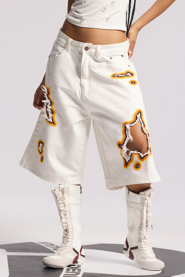 Billie Cutout Midi Jeans In White