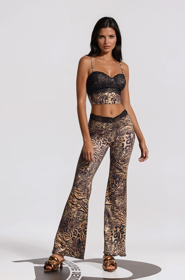 Bindy Lace Leopard Pants Set