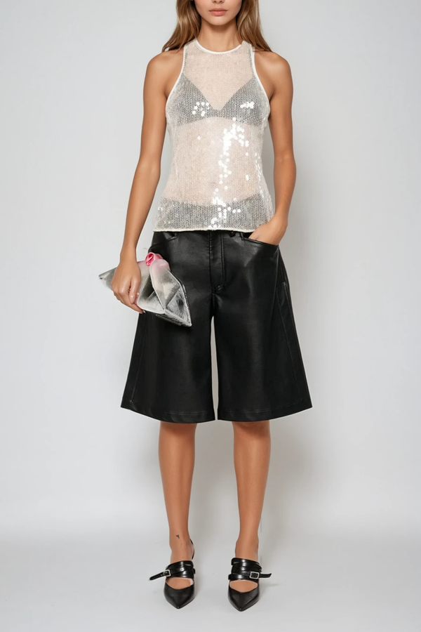Bittor Rhinestone Mesh Top
