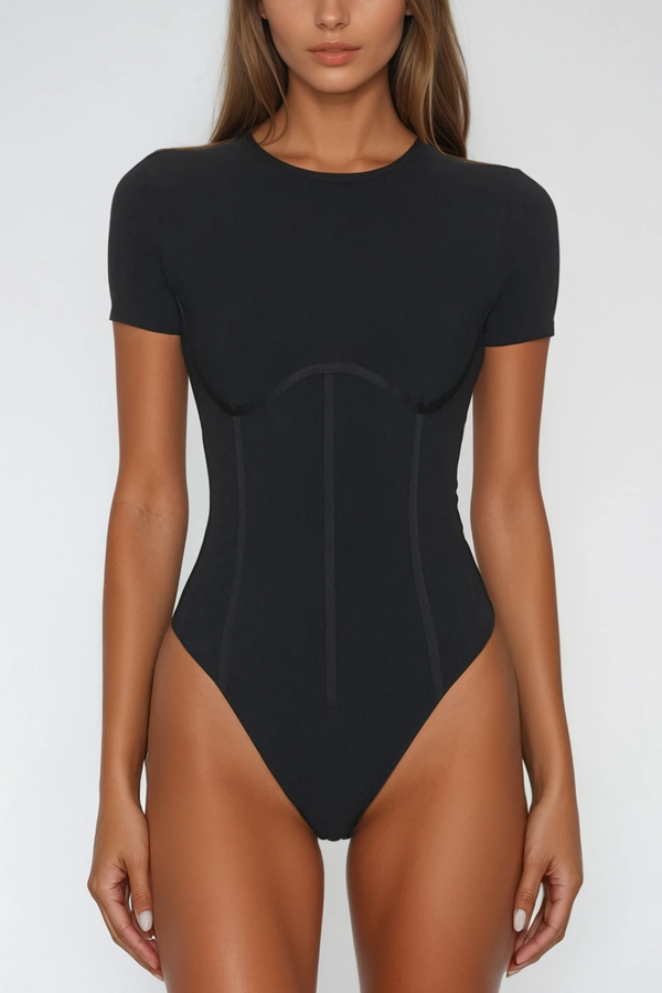 Bjartr Corset Bodysuit In Black