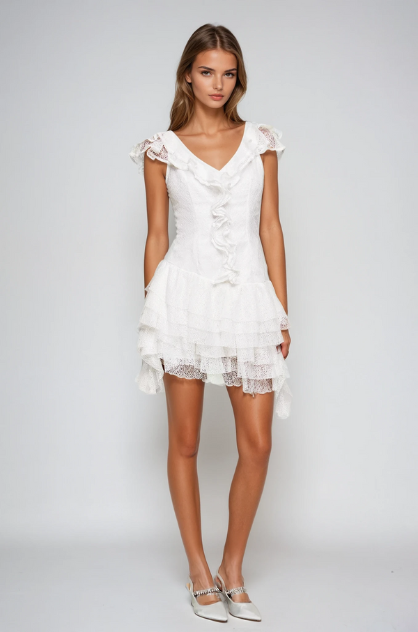 Blagoj Ruffle Asymmetric Mini Dress