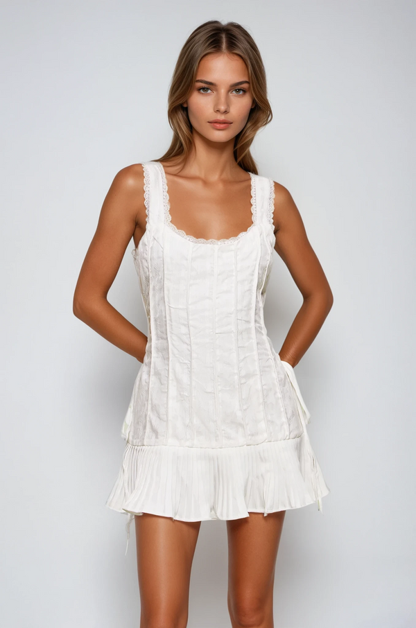 Blahoslav Ruch Stripe Lace Up Mini Dress