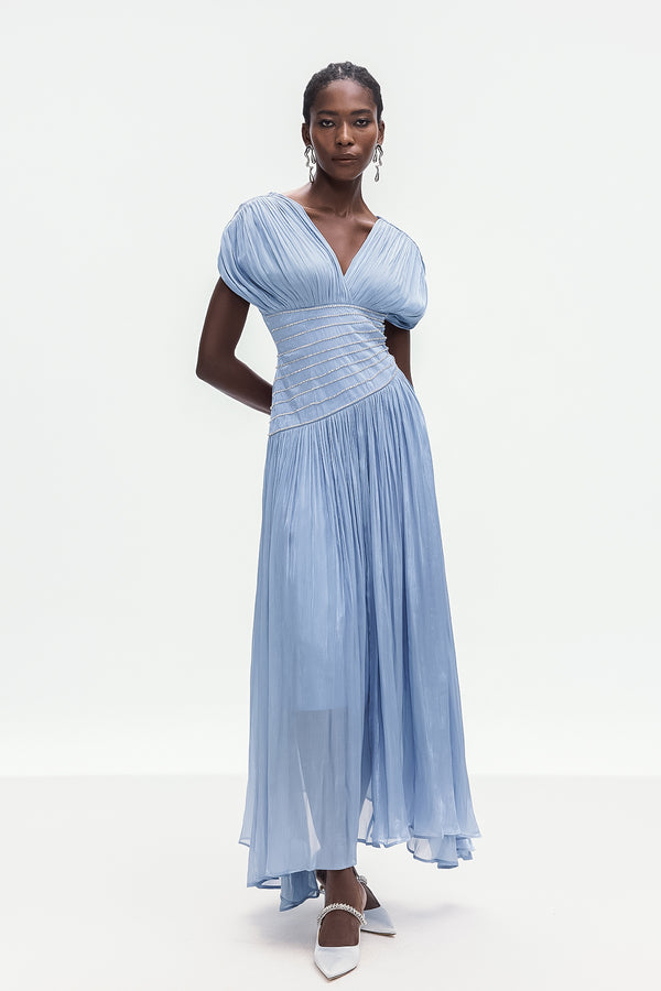 Bohumila Ruch Plunge Maxi Dress