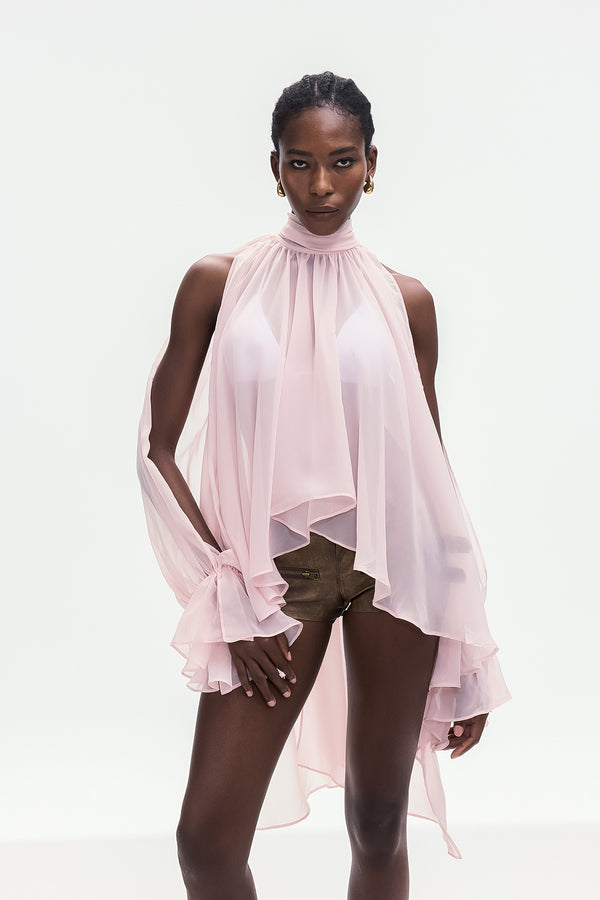 Bojidar Asymmetric Cutout Top In Pink