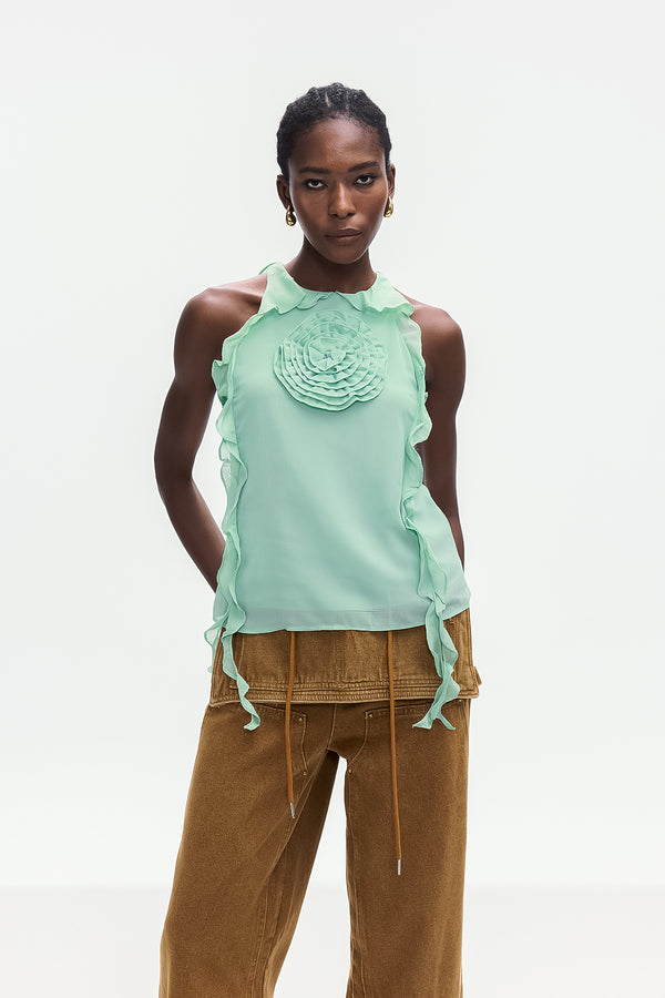 Boleslava Flower Ruffle Top