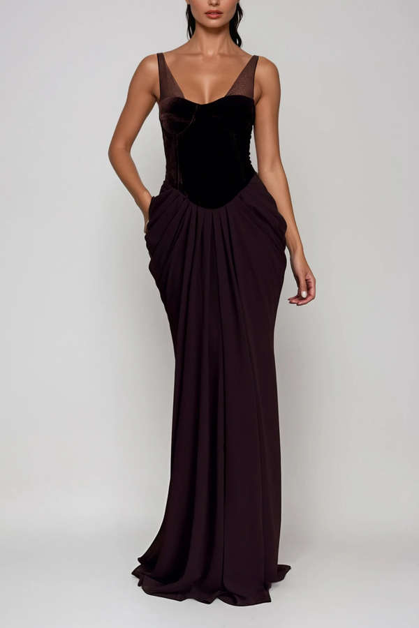 Boyan Mesh Ruch Maxi Dress