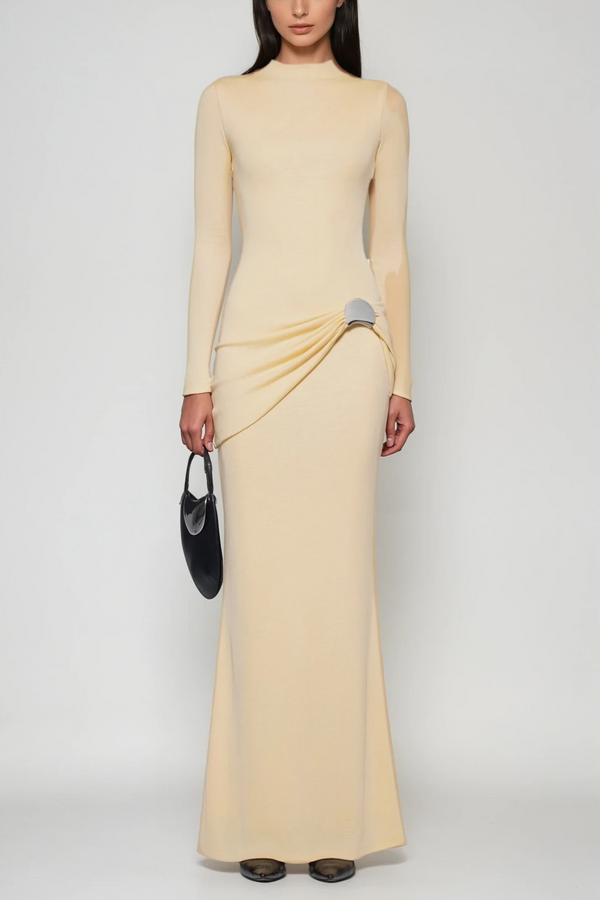 Brandr Ruch Bodycon Maxi Dress In Yellow