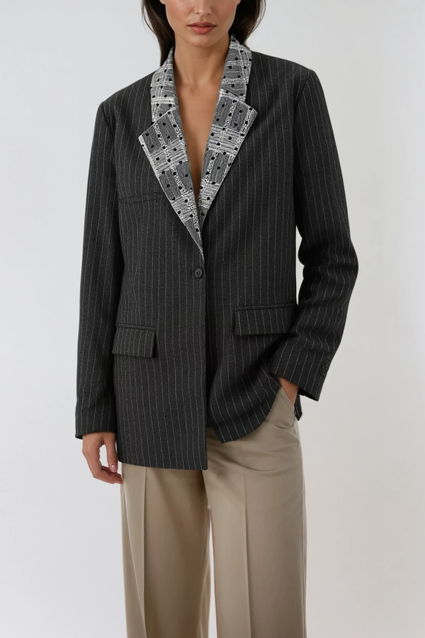 Cadi Grid Stripe Blazer
