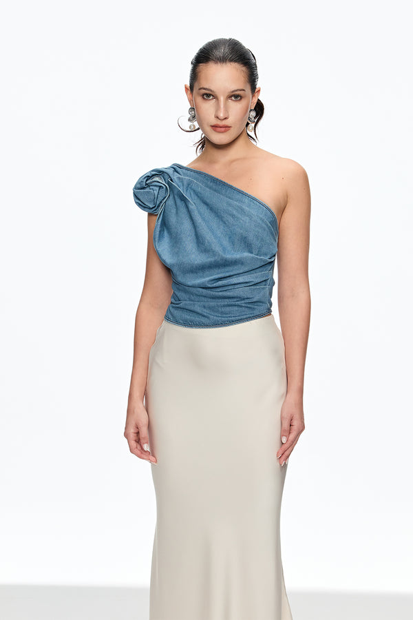 Caesonia Single Shoulder Flower Top