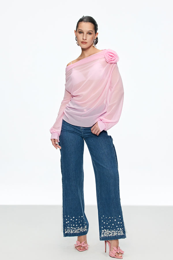 Caishen Flower Ruch Top