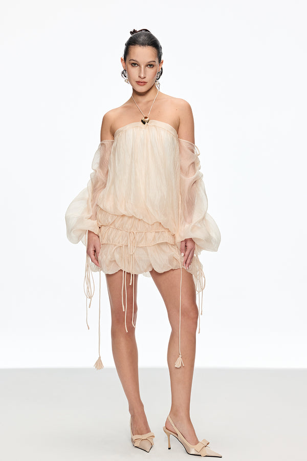 Calanthia Ruch Off Shoulder Lace Up Mini Dress