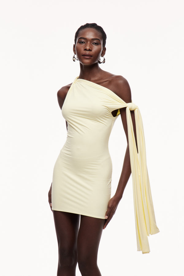 Calixto Lace Up Asymmetric Mini Dress