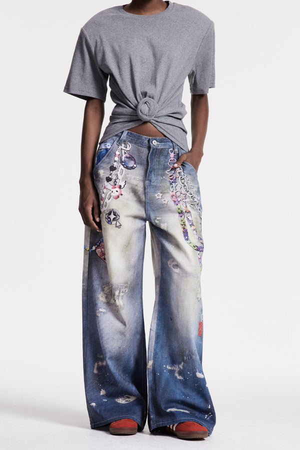 Callahan Print Wide Leg Jeans