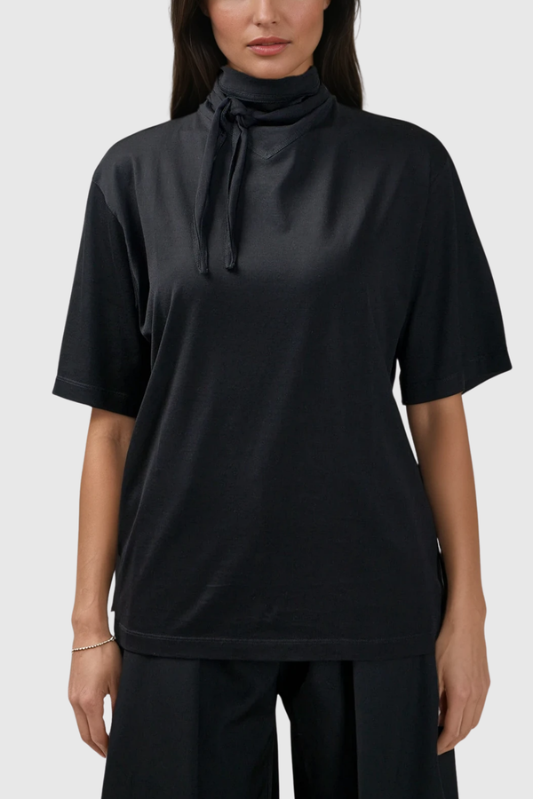 Callisto Lace Up T Shirt In Black