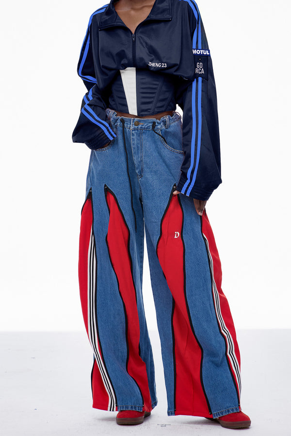 Edelmira Deconstruct Barrel Jeans In Red