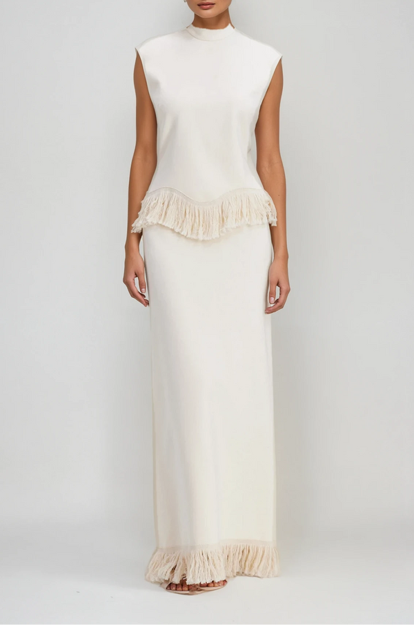 Carminho Fringe Knit Skirt Set