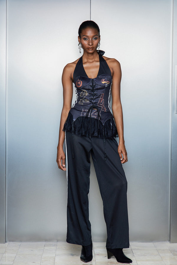 Cassian Lace Halter Neck Lace Up Pants Set