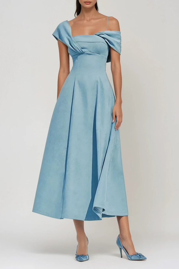 Cendrillon Asymmetric Ruffle Maxi Dress In Blue