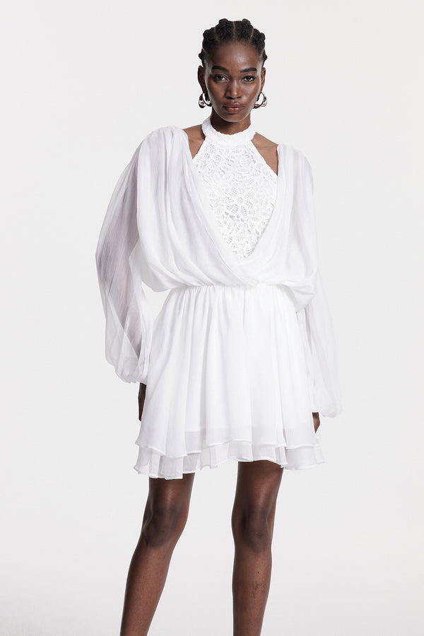 Cerys Embroidered Cowl Neck Mini Dress
