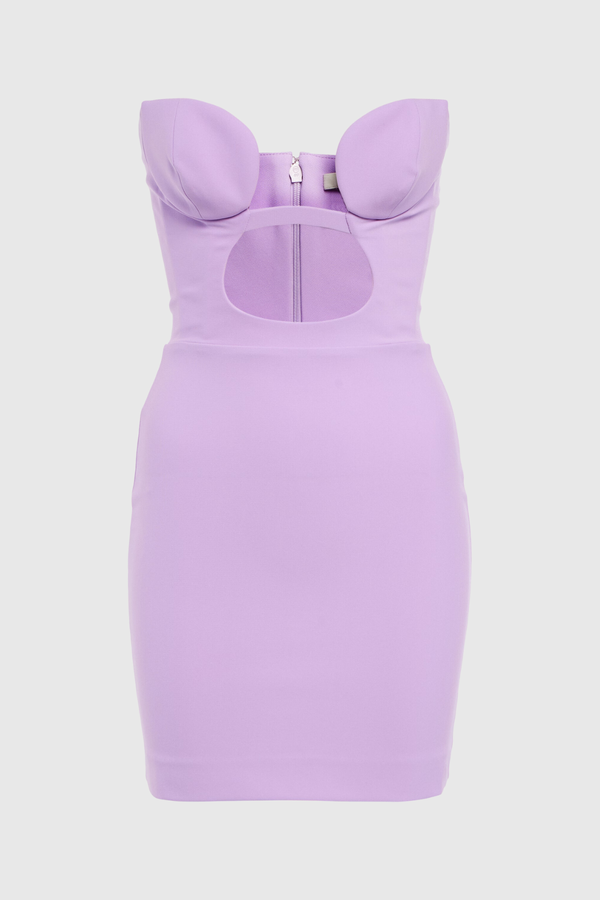 Charleigh Hollow Strapless Bodycon Mini Dress In Purple