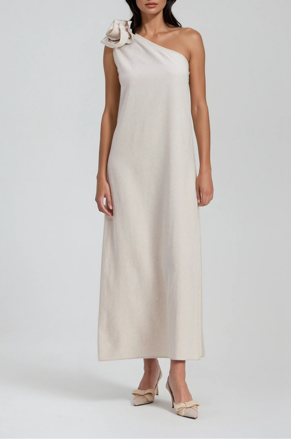 Charlotta Flower One Shoulder Maxi Dress